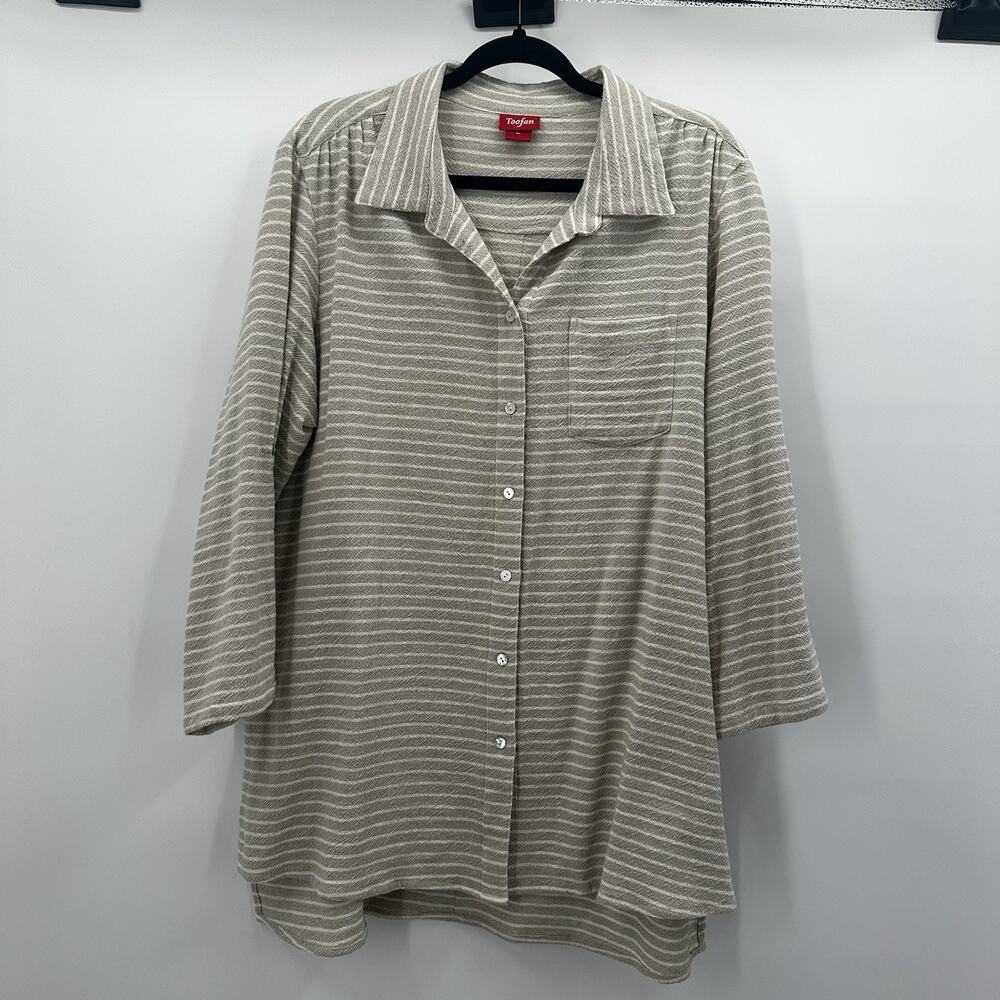 Toofan Shirt Top‎ Womens XL Button Front Lagenlook Minimalist Boxy Capsule